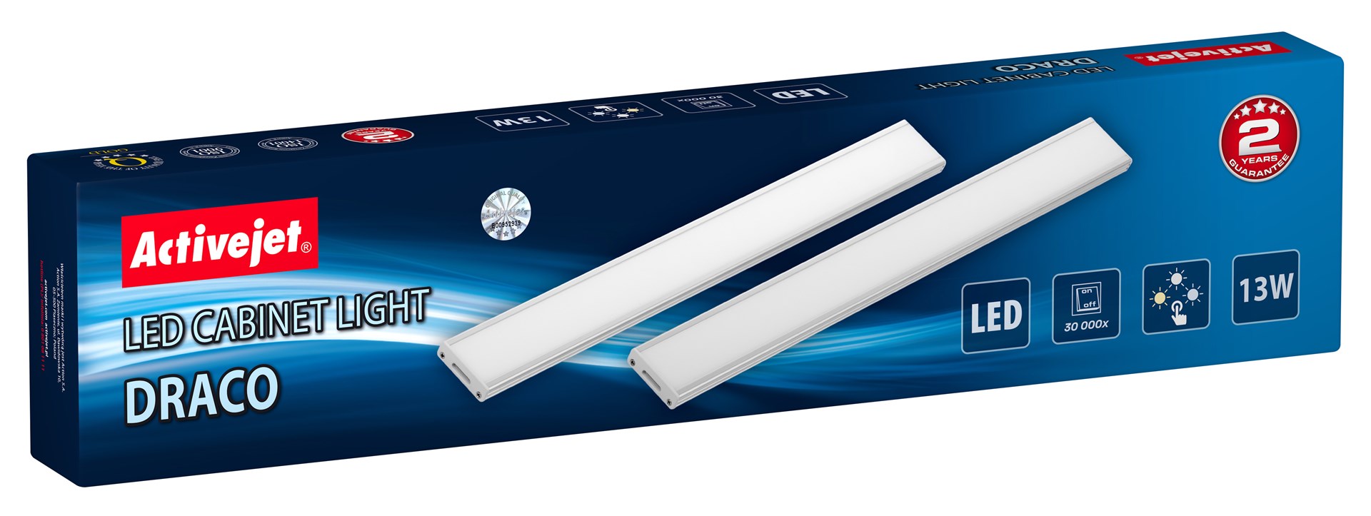 LED svjetiljka za ormar ACTIVEJET AJE-DRACO (Bijela, Pravokutna, IP20, AC napajanje, 220-240 V, 13 W, 900 lm, 3000-6000 K, 160 žarulja, 30000 h)