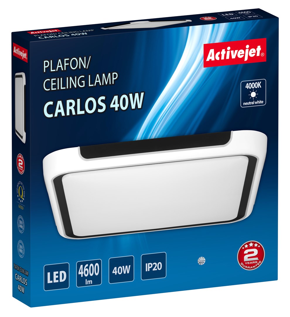 LED stropna svjetiljka ACTIVEJET AJE-CARLOS (40W, 5000 lm, 4000 K, IP20, crna i bijela)-4