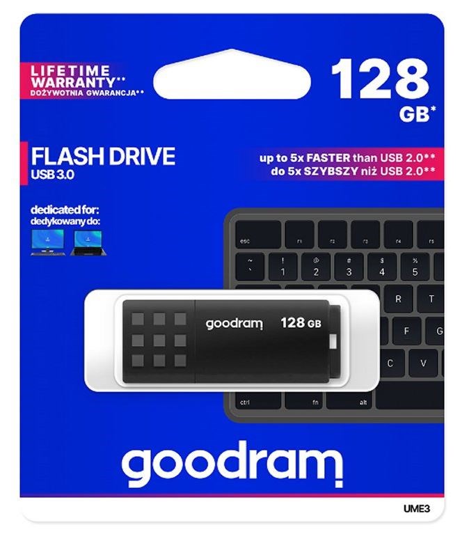 USB memorija GOODRAM UME3 (128 GB, USB Type-A 3.0 3.1 Gen 1) crna-0