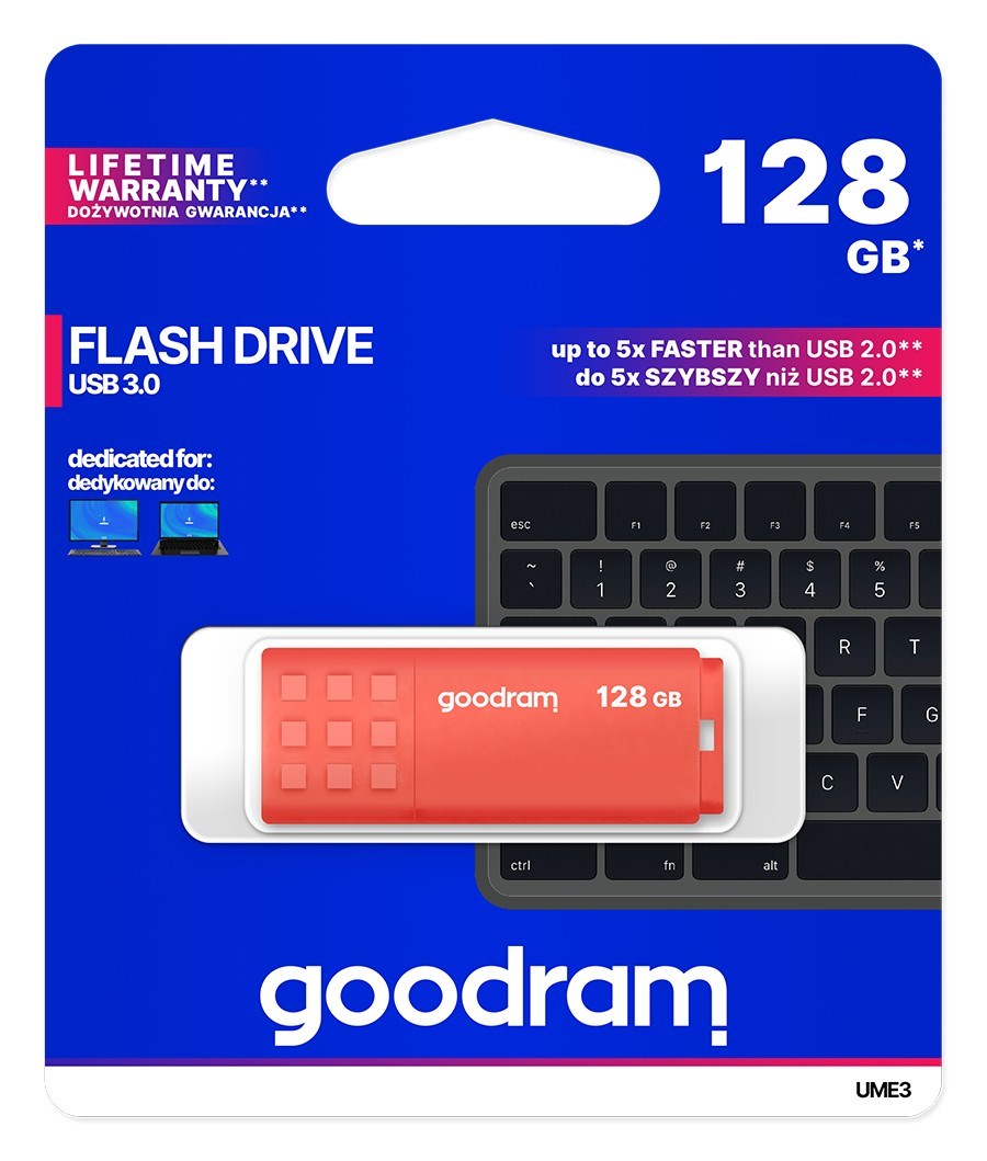 USB flash disk GOODRAM UME3-1280O0R11 (128 GB, USB tip-A 3.2 Gen 1, narančasta)-4