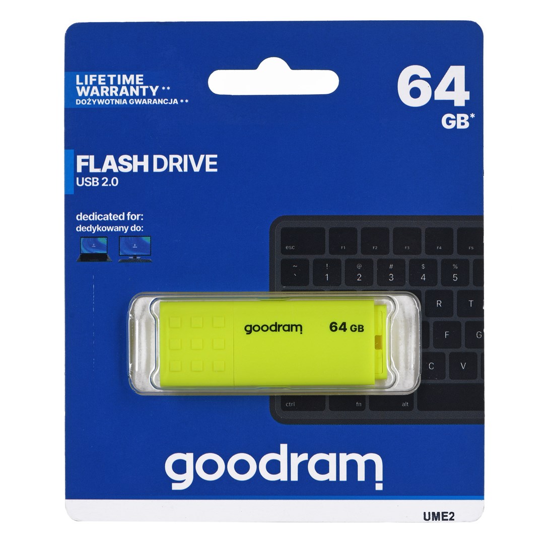 Memorija USB Goodram UME2-0640Y0R1 (64 GB, USB Type-A, 2.0) žuta-0