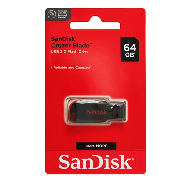 USB stick SANDISK Cruzer Blade 64 GB (USB Type-A 2.0, crno-crveni)-0