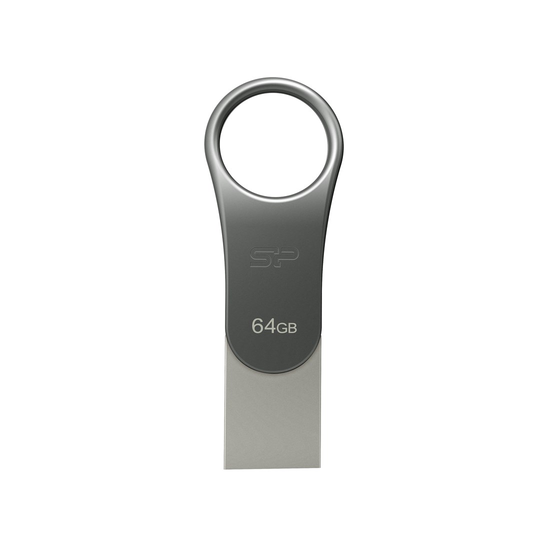 USB FLASH DRIVE SILICON POWER MOBILE C80 (64 GB, USB 3.0, USB Type-A, USB Type-C, titanij)