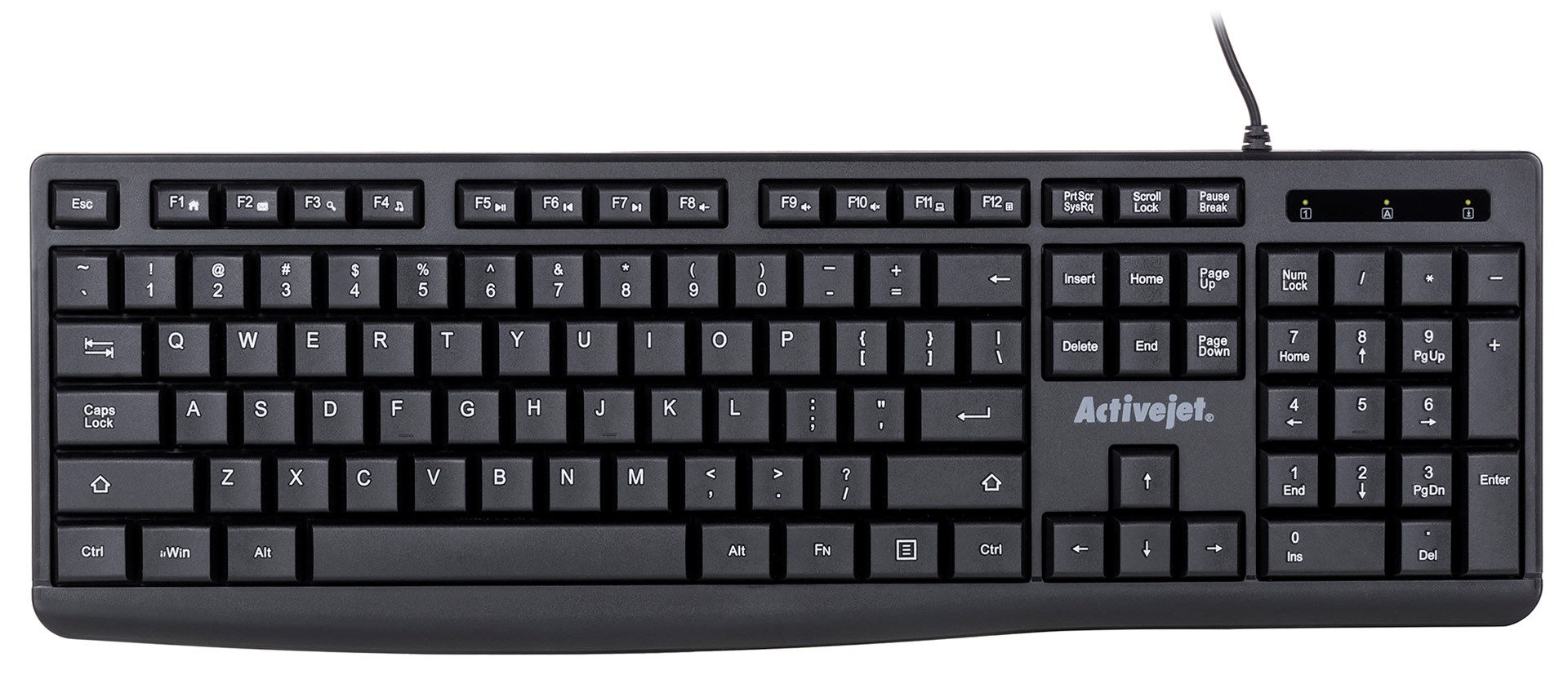 Tipkovnica ACTIVEJET K-3803S (Žična, QWERTY, USB, Crna) – internacionalna non HR tipkovnica-11