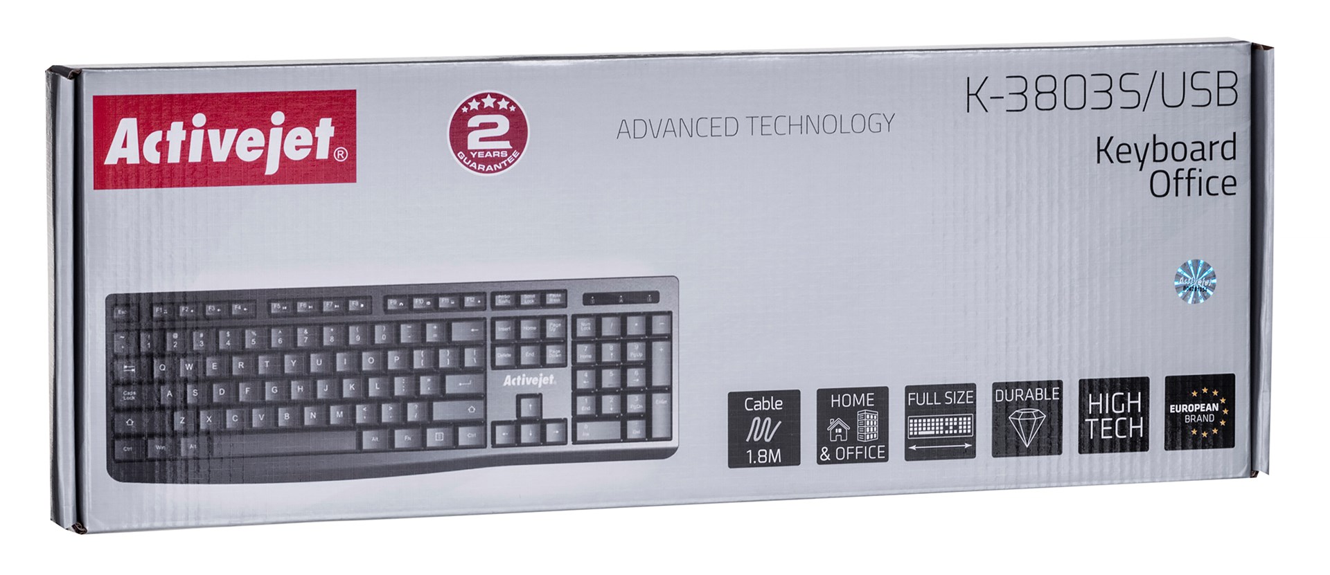 Tipkovnica ACTIVEJET K-3803S (Žična, QWERTY, USB, Crna) – internacionalna non HR tipkovnica-1