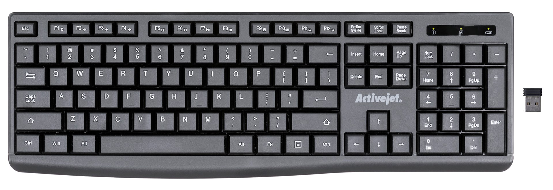 Bežična tipkovnica ACTIVEJET K-3803SW (napajanje 1x 1.5V AAA, crna)-10
