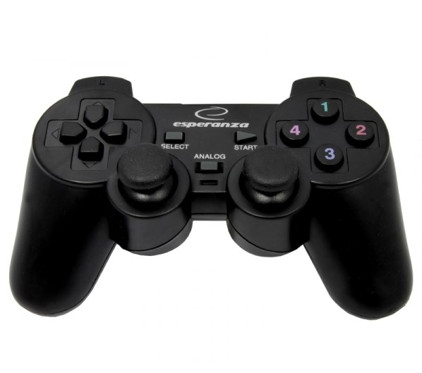Kontroler Esperanza Warrior EG102 (USB 2.0 Gamepad analogni / digitalni PC, Playstation 3 crni)-0