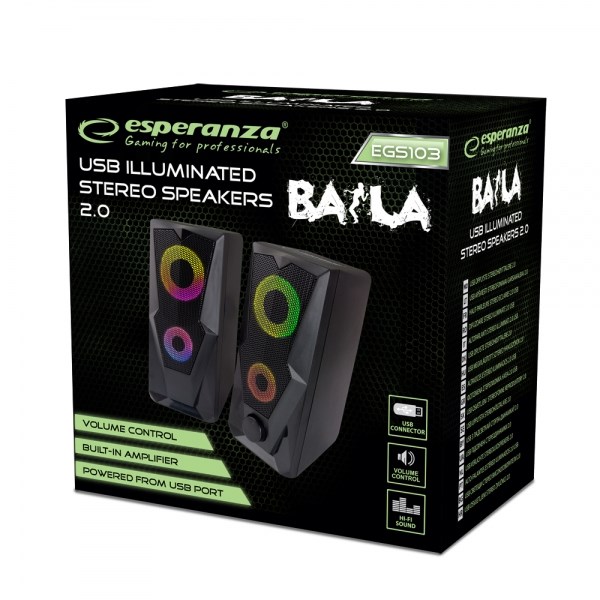 Zvučnici ESPERANZA EGS103 (2.0, LED, 6 W) crni-2