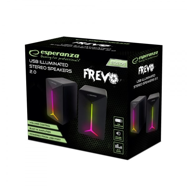 ESPERANZA USB SPEAKERS 2.0 LED RAINBOW FREVO EGS105-2