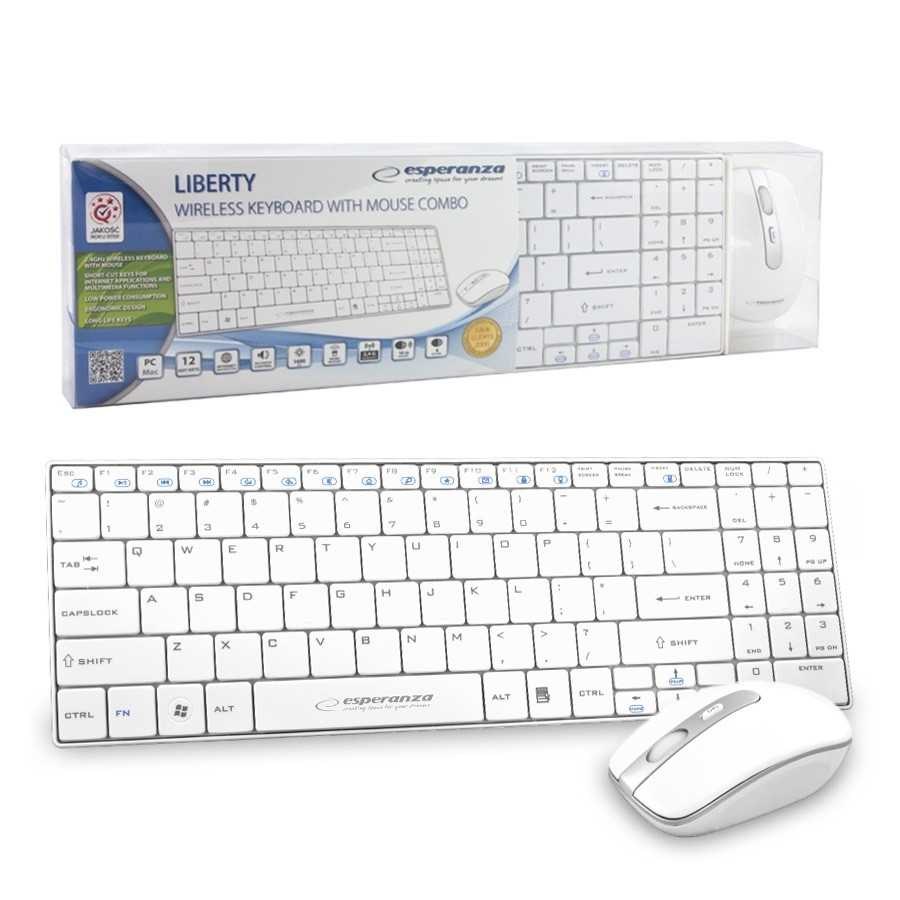 Tipkovnica ESPERANZA EK122W (RF bežična, QWERTY) bijela – internacionalna non HR tipkovnica