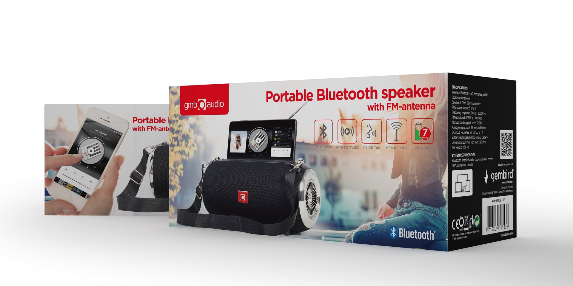 Prijenosni Bluetooth zvučnik GEMBIRD SPK-BT-17 (s FM-radio) crni-1