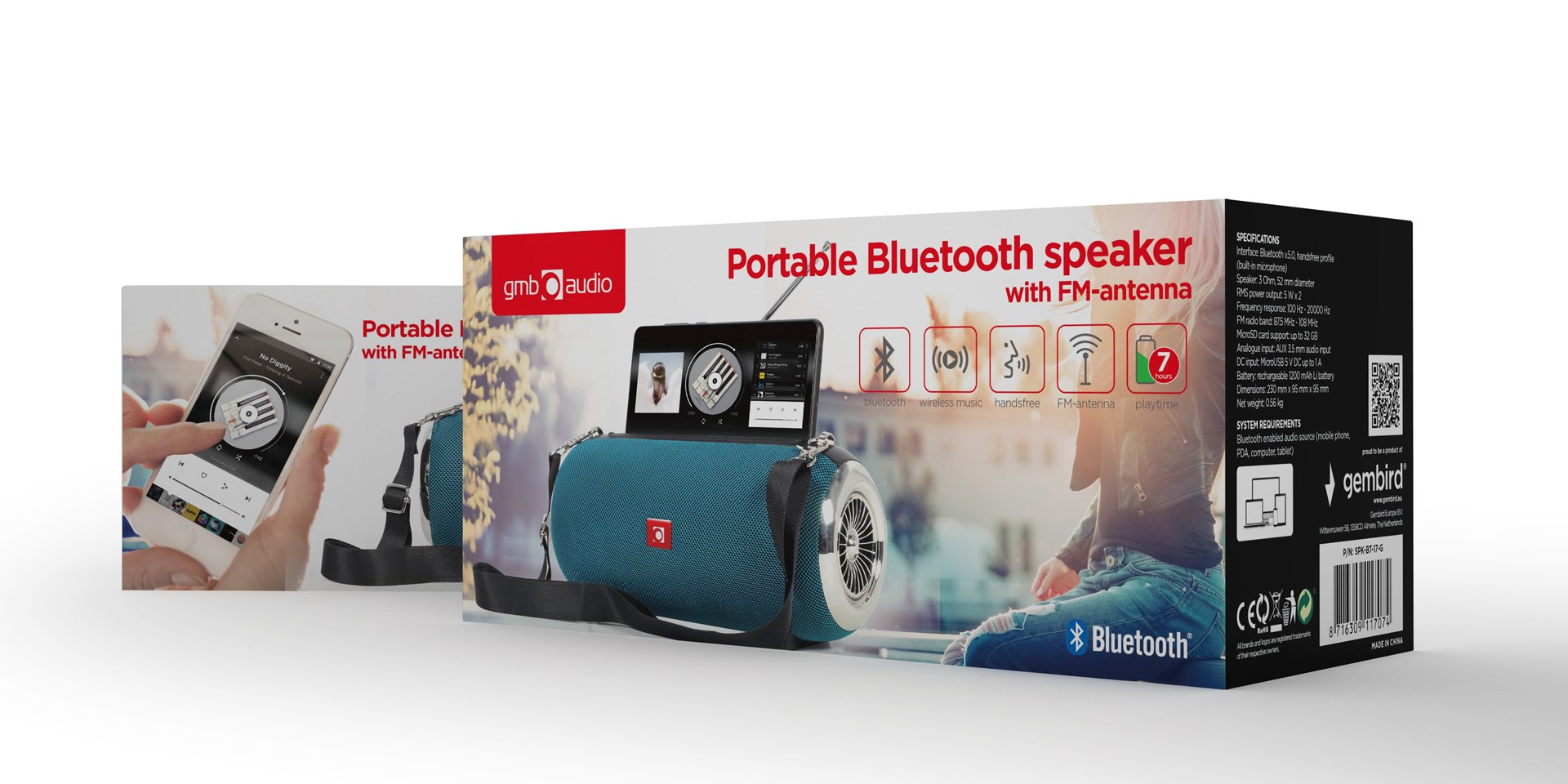 Bluetooth zvučnik GEMBIRD SPK-BT-17-G (stereo zvučnik, 5 W) zeleni-4