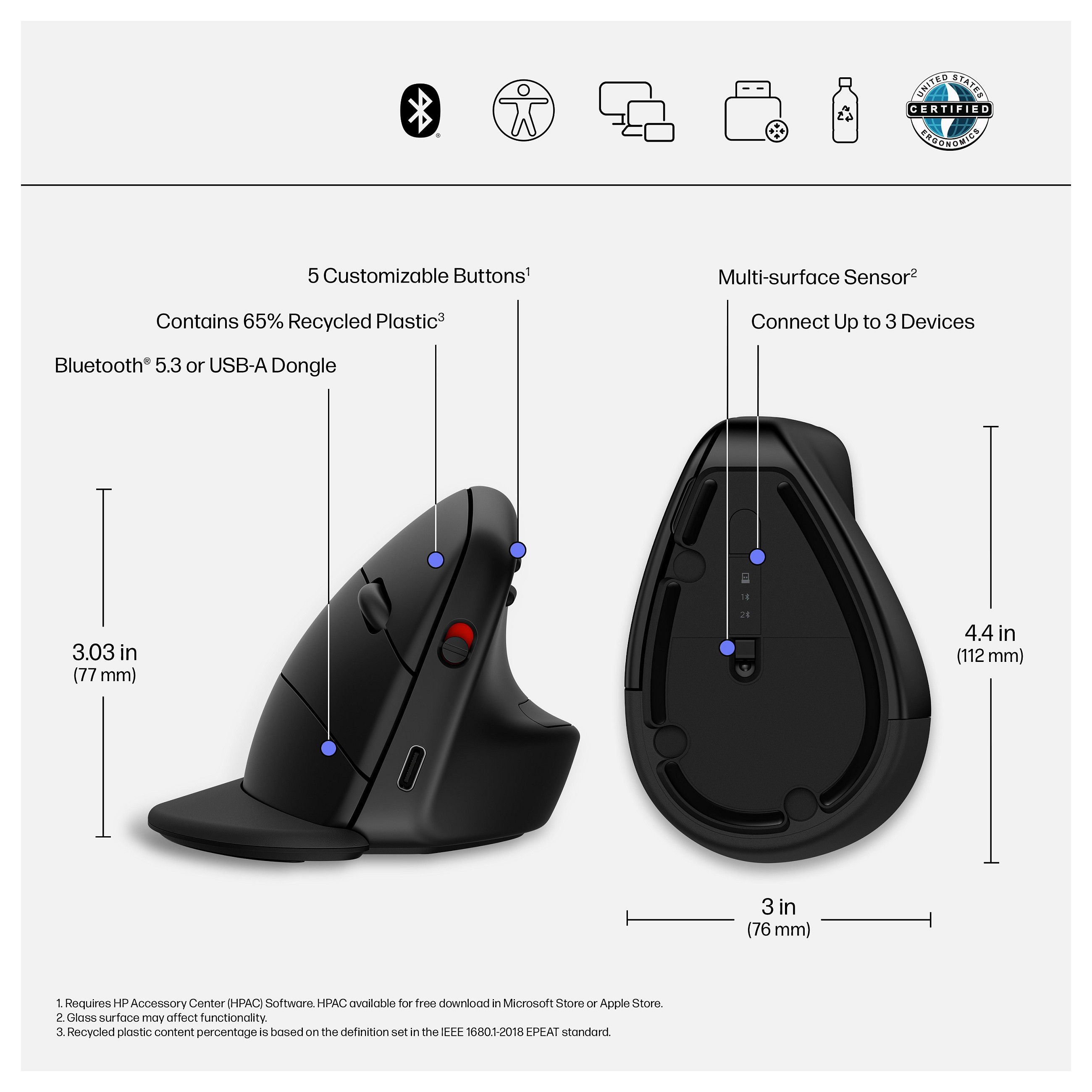 Miš HP 920 Ergonomic bežični Mouse crna boja-2