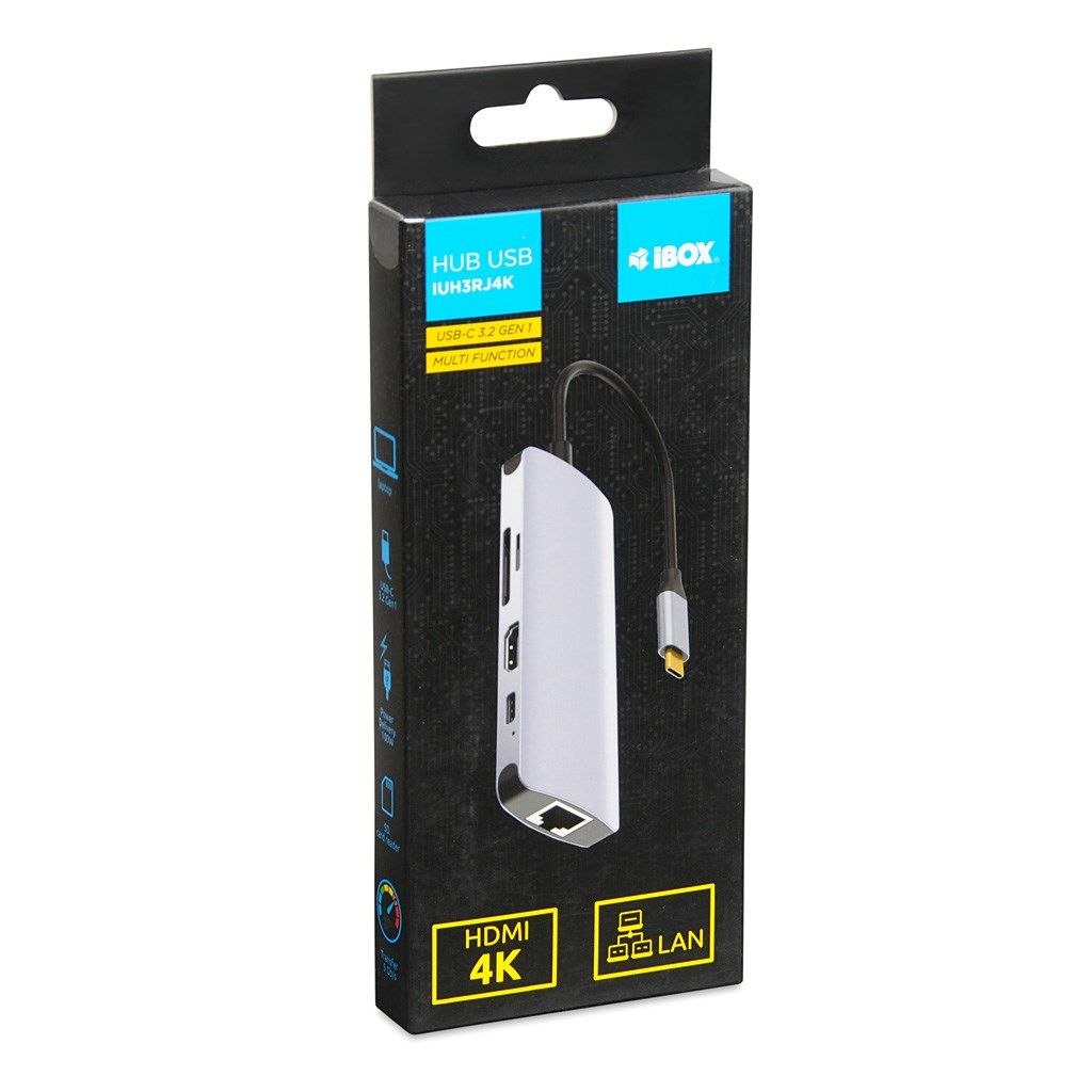 Hub USB IBOX IUH3RJ4K (USB3.2, LAN, HDMI, 4K, PD100W)-7