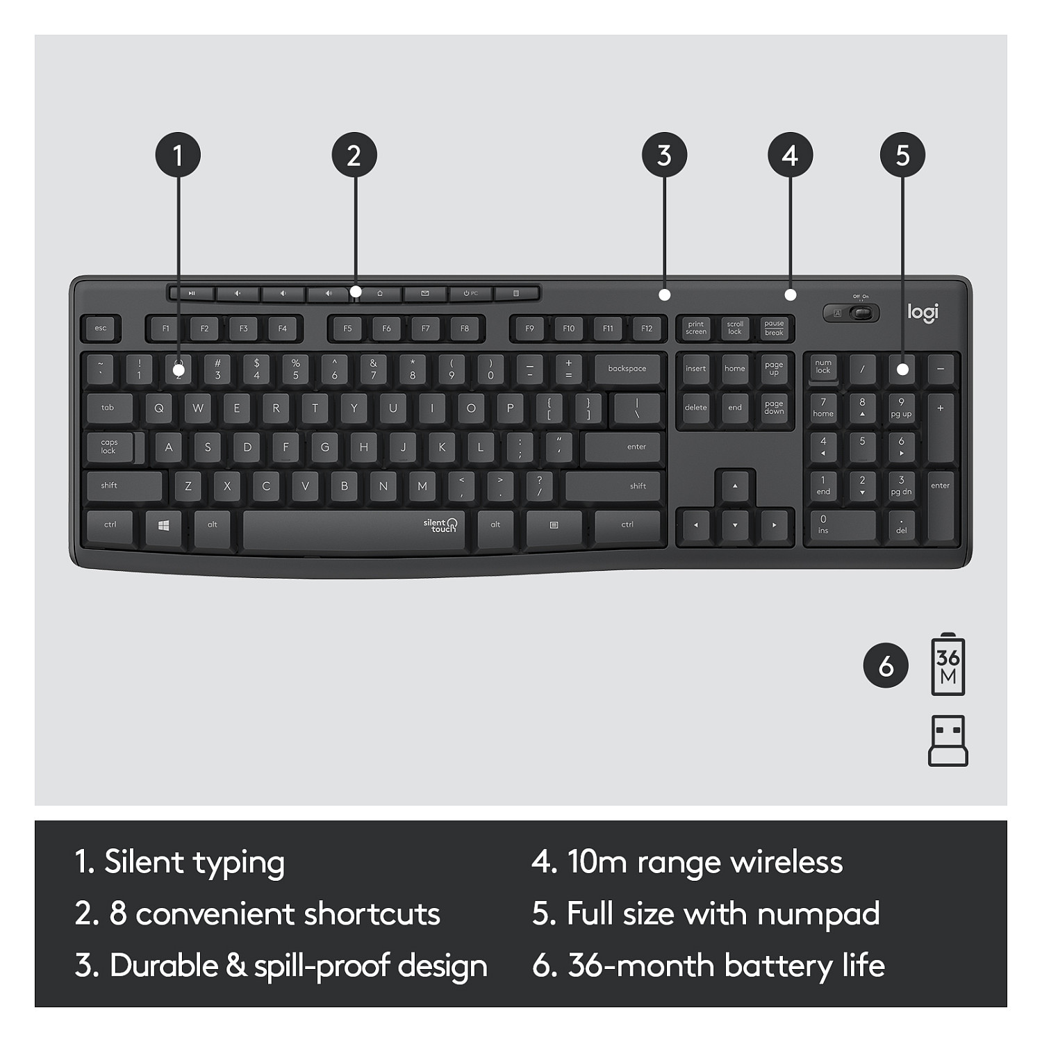 Logitech MK295 Silent Wireless Combo – internacionalna non HR tipkovnica-19