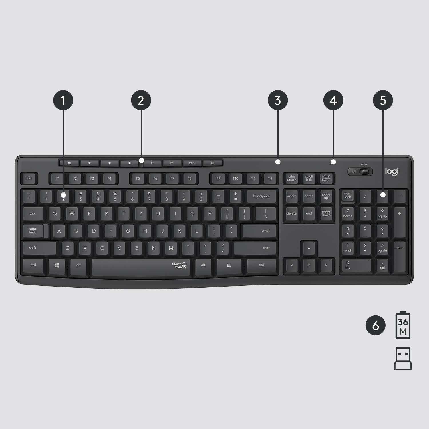 Logitech MK295 Silent Wireless Combo – internacionalna non HR tipkovnica-12