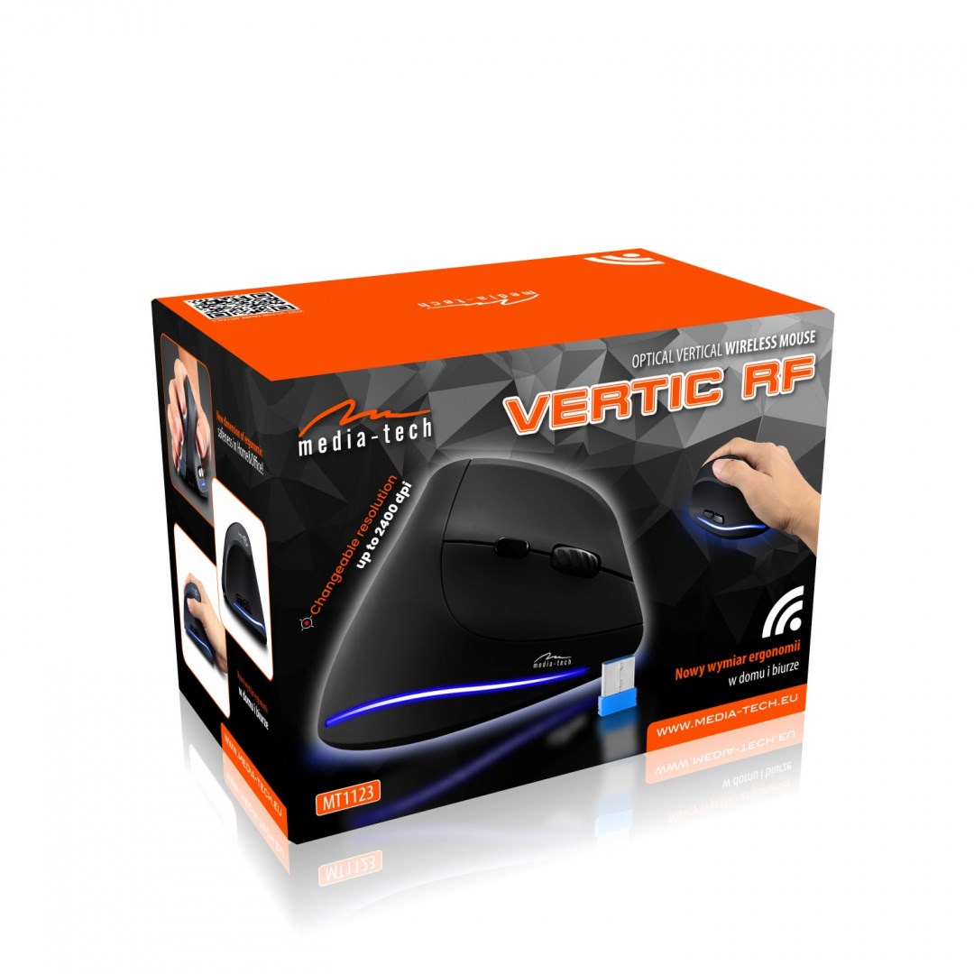 Vertikalni miš bežični MEDIA-TECH VERTIC RF MT1123 RF 2400 DPI crni-8