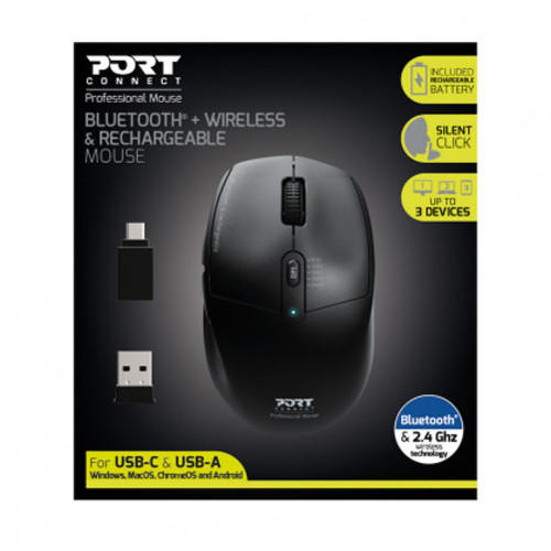 Miš PORT DESIGNS 900715 desni RF bežični + Bluetooth optički 2400 DPI