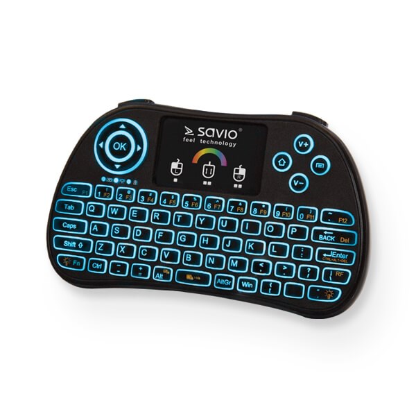 Tipkovnica SAVIO KW-03 bežična mini osvijetljena RGB za TV kutiju, Smart TV, konzole, PC-1