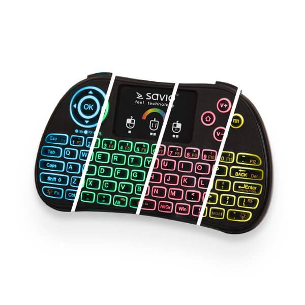Tipkovnica SAVIO KW-03 bežična mini osvijetljena RGB za TV kutiju, Smart TV, konzole, PC-0