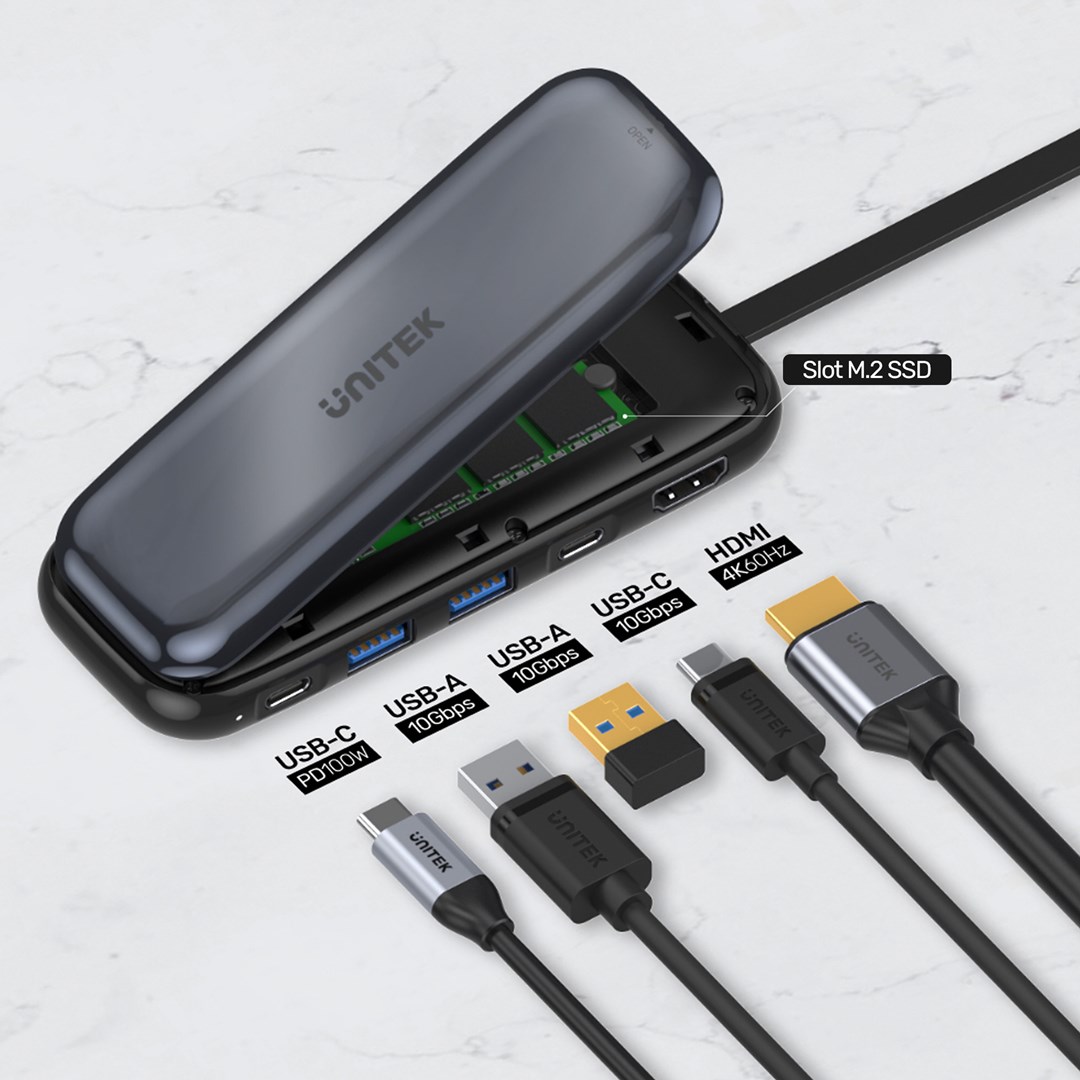Hub USB-C UNITEK D1046A (STORAGE M.2, HDMI, USB-C PD 100W)-4