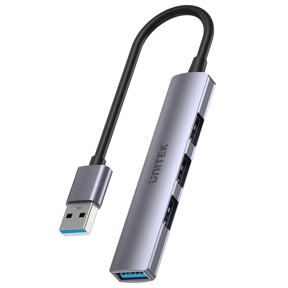 HUB UNITEK USB-A 1XUSB-A 5 GBPS, 3XUSB-A 2.0 ALU-0