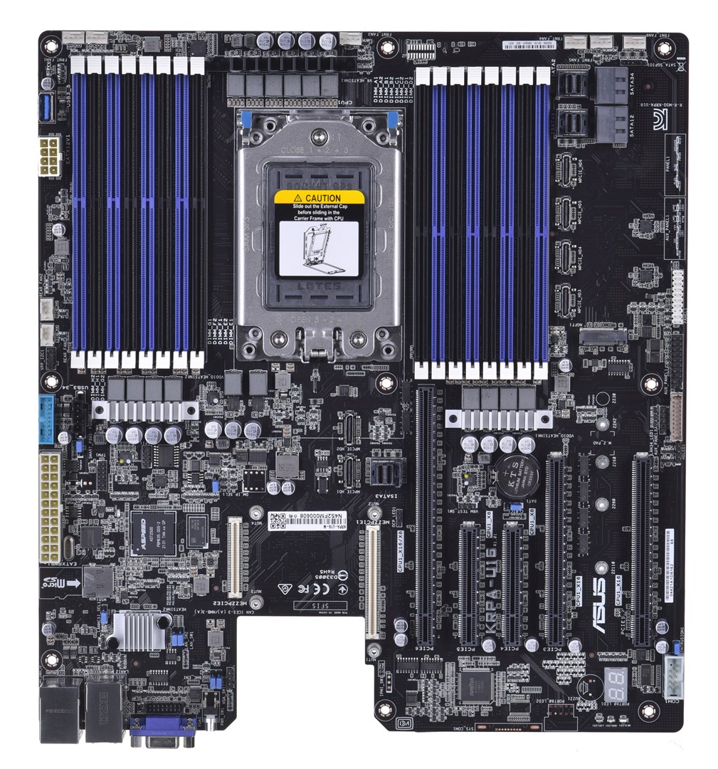 Ploča servera ASUS KRPA-U16-M EPYC LGA 4094 (16xDIMM DDR4 3200 MHz, 1xPCIe 4.0, 3xPCIe 3.0, 1xM.2, 16xSATA, OCP 2.0)-0