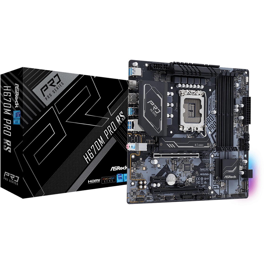 Matična ploča ASROCK H670M Pro RS (Intel H670, LGA 1700, micro ATX)