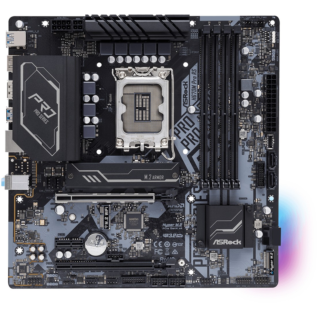 Matična ploča ASROCK H670M Pro RS (Intel H670, LGA 1700, micro ATX)-1