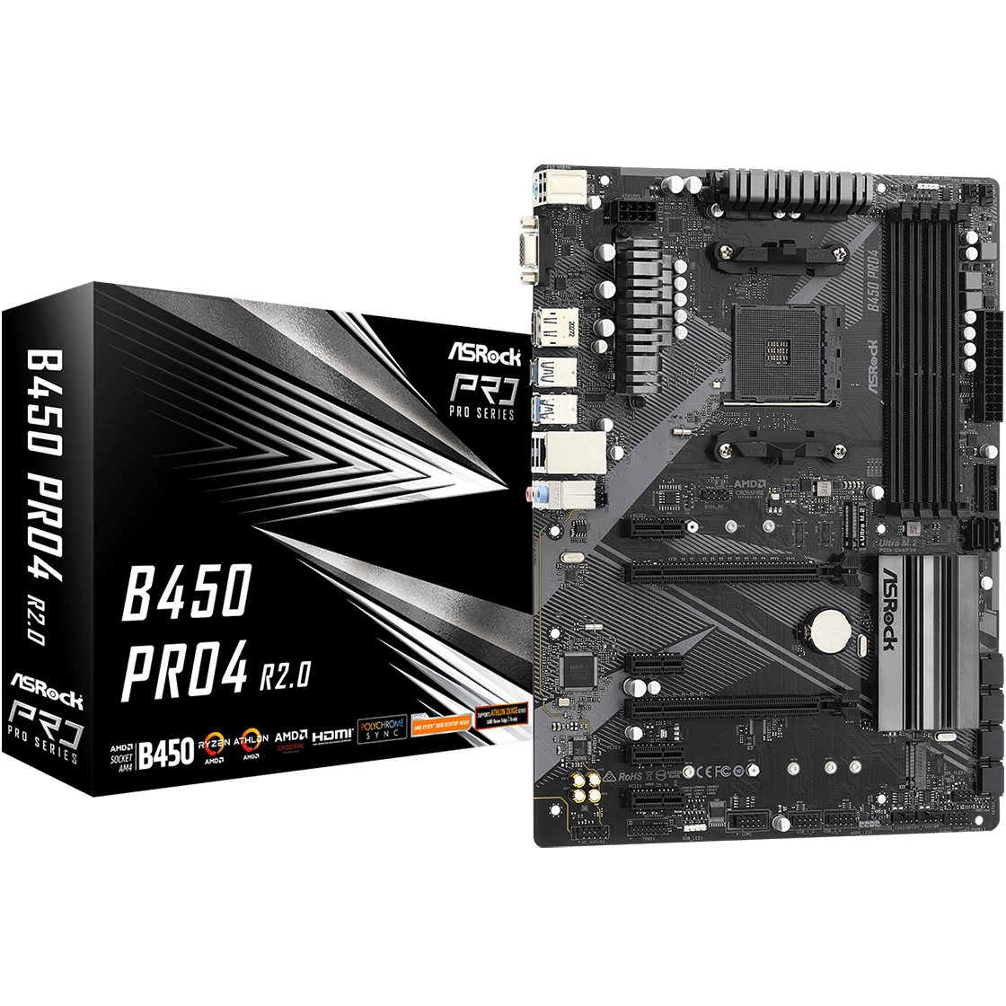 Matična ploča AMD B450 ASROCK B450 Pro4 R2.0 (Socket AM4, ATX)-4