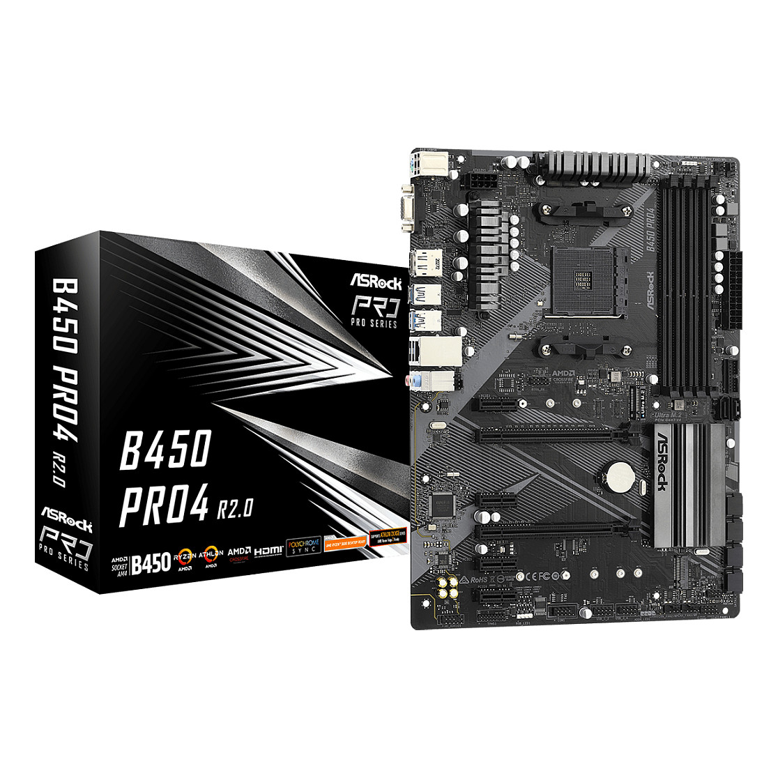 Matična ploča AMD B450 ASROCK B450 Pro4 R2.0 (Socket AM4, ATX)-8