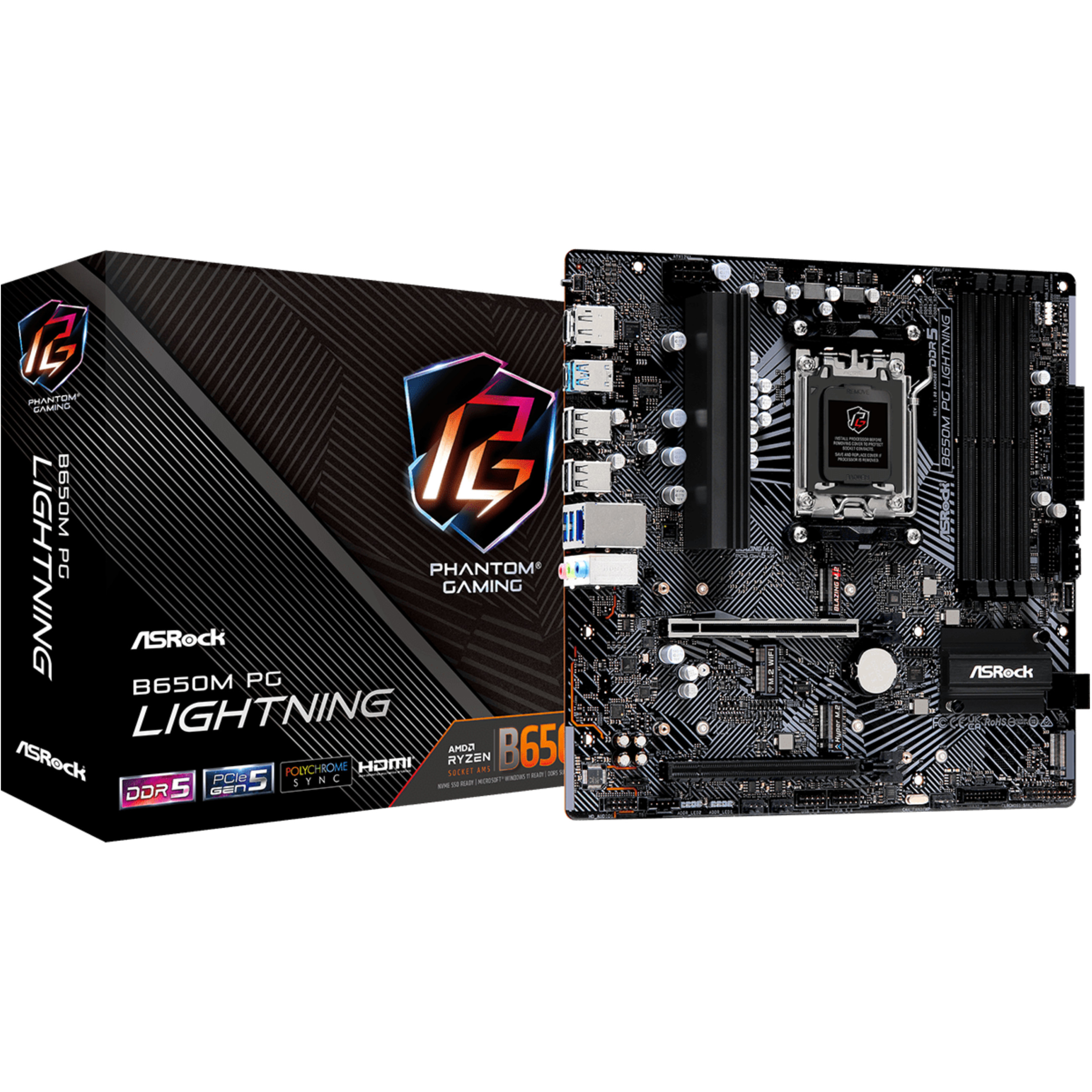 Matična ploča ASRock AMD AM5 B650M PG Lightning (socket AM5, micro ATX, AMD B650, DDR5 SDRAM)-0