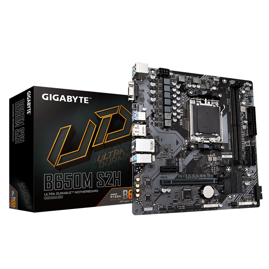 Matična ploča GIGABYTE B650M S2H (AMD Ryzen 9000 Series CPUs, 5+2+2 Phases VRM, do 6400MHz DDR5 (OC), 1xPCIe 4.0 M.2, GbE LAN, USB 3.2 Gen 1)-0