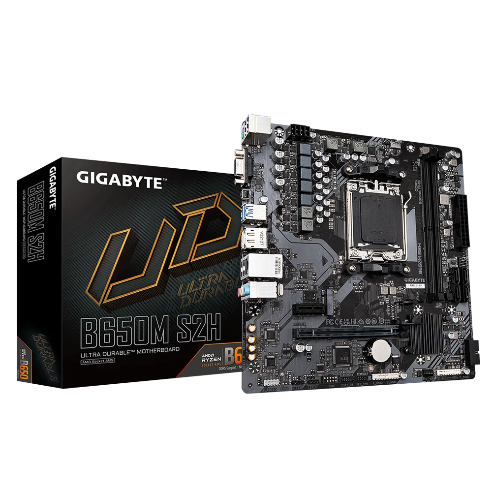 Matična ploča GIGABYTE B650M S2H (AMD Ryzen 9000 Series CPUs, 5+2+2 Phases VRM, do 6400MHz DDR5 (OC), 1xPCIe 4.0 M.2, GbE LAN, USB 3.2 Gen 1)-2