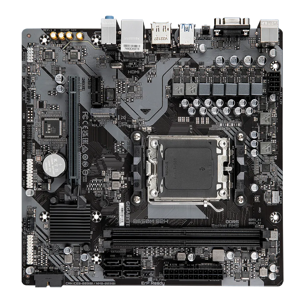 Matična ploča GIGABYTE B650M S2H (AMD Ryzen 9000 Series CPUs, 5+2+2 Phases VRM, do 6400MHz DDR5 (OC), 1xPCIe 4.0 M.2, GbE LAN, USB 3.2 Gen 1)-5