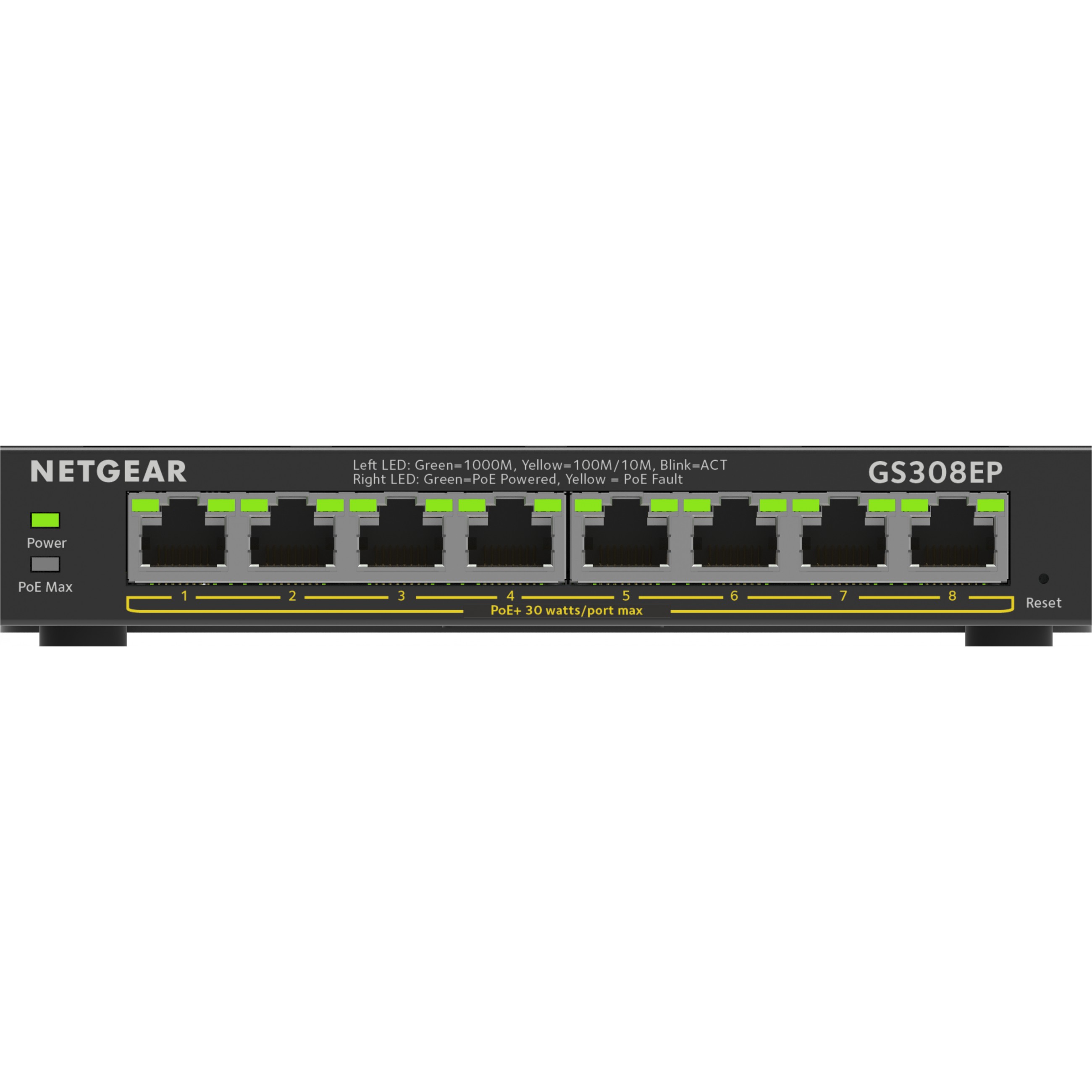 Mrežni prekidač NETGEAR (GS308EP) (upravljani L2/L3 gigabitni ethernet (10/100/1000), power over ethernet (PoE), crna)-0