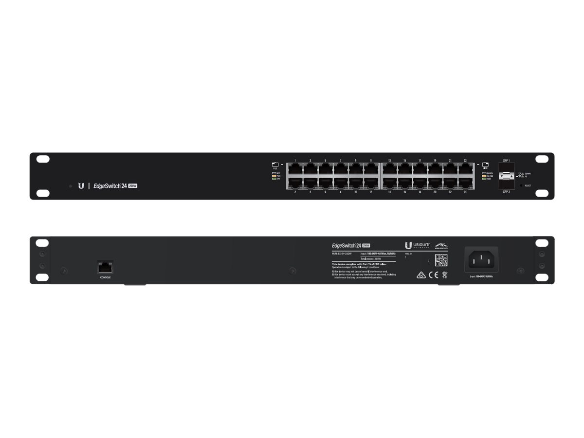 Network switch UBIQUITI ES-24-250W Managed L2/L3 Gigabit Ethernet Power over Ethernet 1U Crna-3