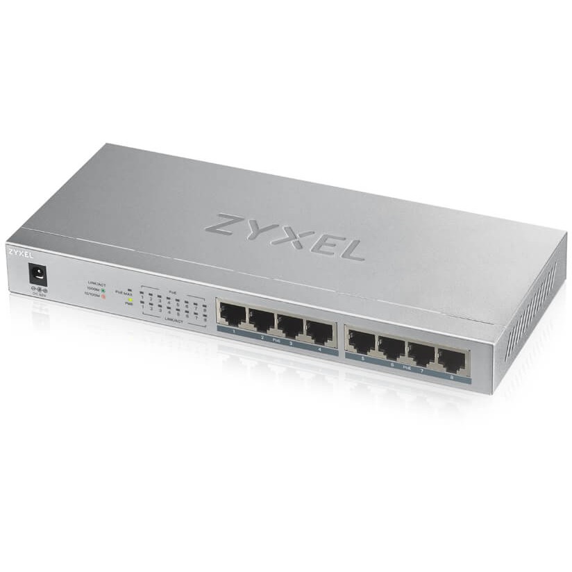 Neupravljani switch Zyxel GS1008HP (Gigabit Ethernet, 10/100/1000, Power over Ethernet sivi)