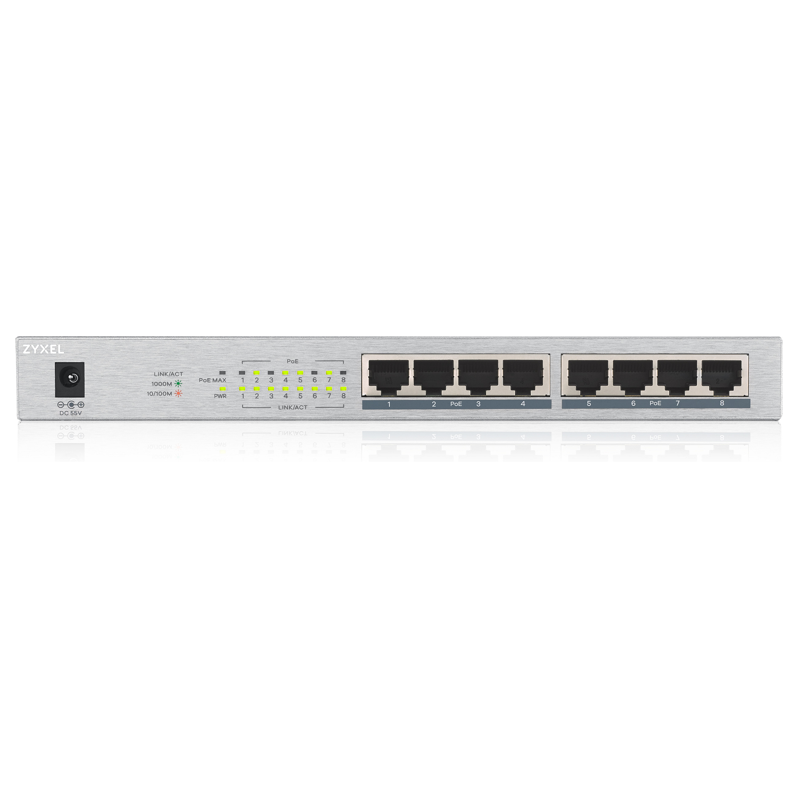 Neupravljani switch Zyxel GS1008HP (Gigabit Ethernet, 10/100/1000, Power over Ethernet sivi)-2