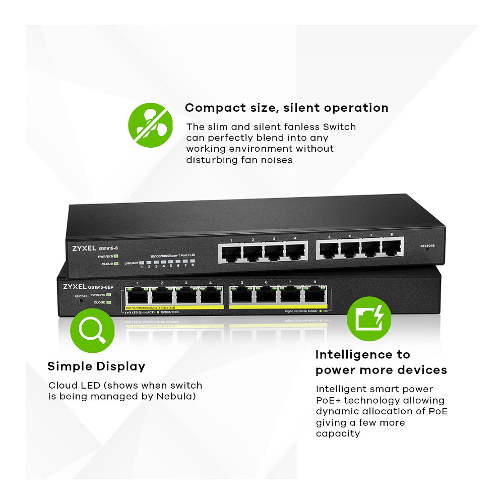 Mrežni switch ZYXEL GS1915-8 (Managed L2, Gigabit Ethernet 10/100/1000, Crni)-3