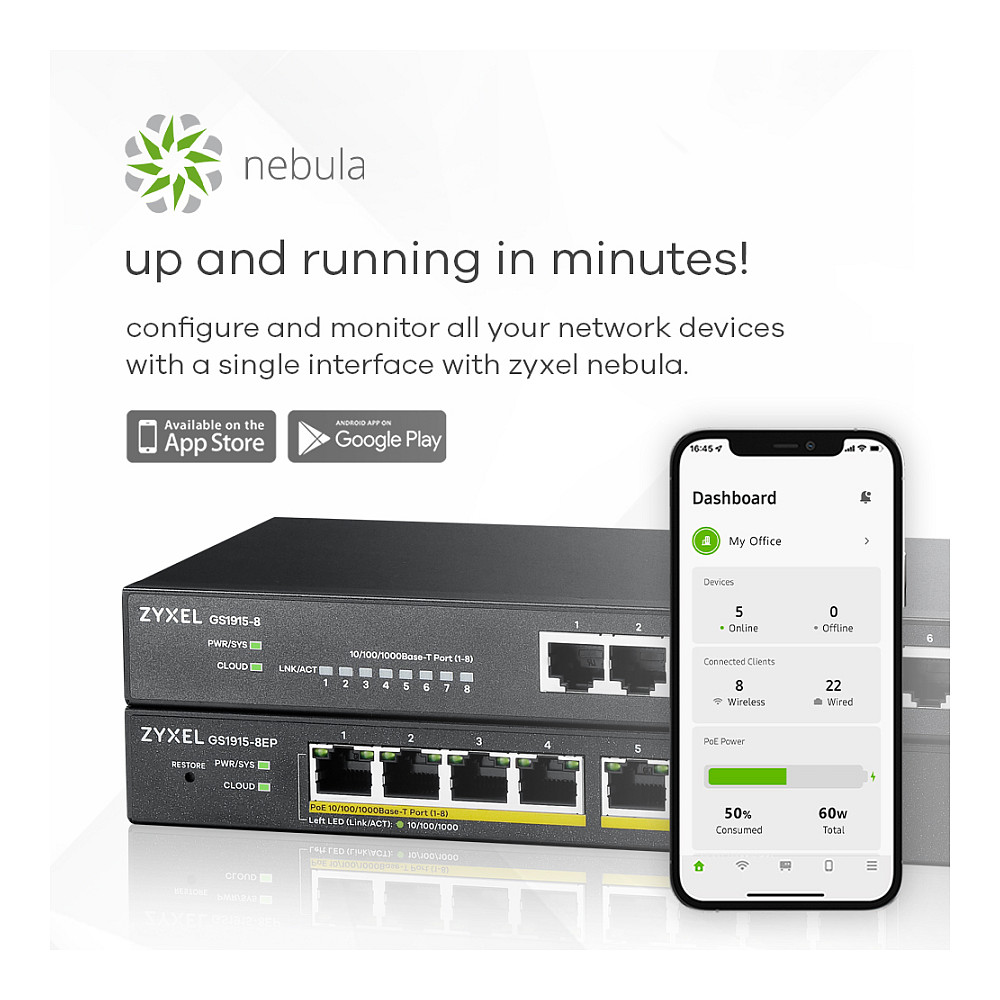 Mrežni switch ZYXEL GS1915-8 (Managed L2, Gigabit Ethernet 10/100/1000, Crni)-5