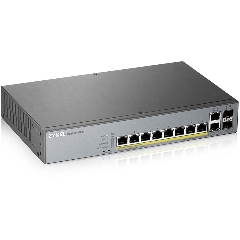 Mrežni switch ZYXEL GS1350-12HP (Managed L2, Gigabit Ethernet, Power over Ethernet, Siva)