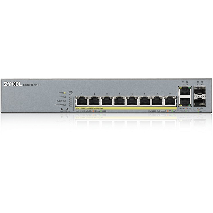 Mrežni switch ZYXEL GS1350-12HP (Managed L2, Gigabit Ethernet, Power over Ethernet, Siva)-1