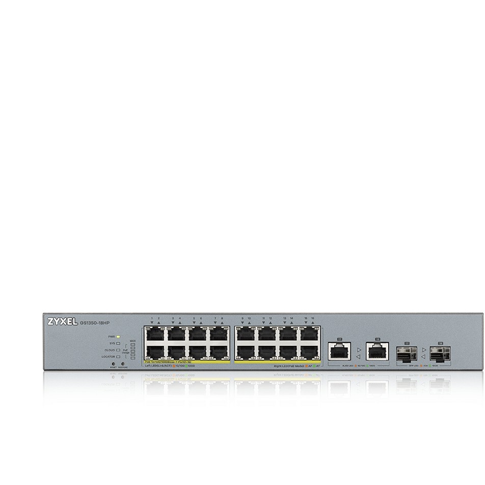 Mrežni switch ZYXEL GS1350-18HP (Managed L2, Gigabit Ethernet, Power over Ethernet, Siva)-1
