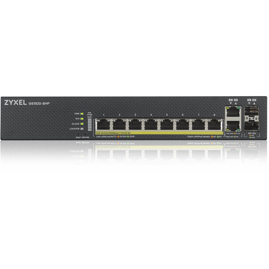 Mrežni switch ZYXEL GS1920-8HPv2 (Managed, Gigabit Ethernet, Power over Ethernet, Crni)-1