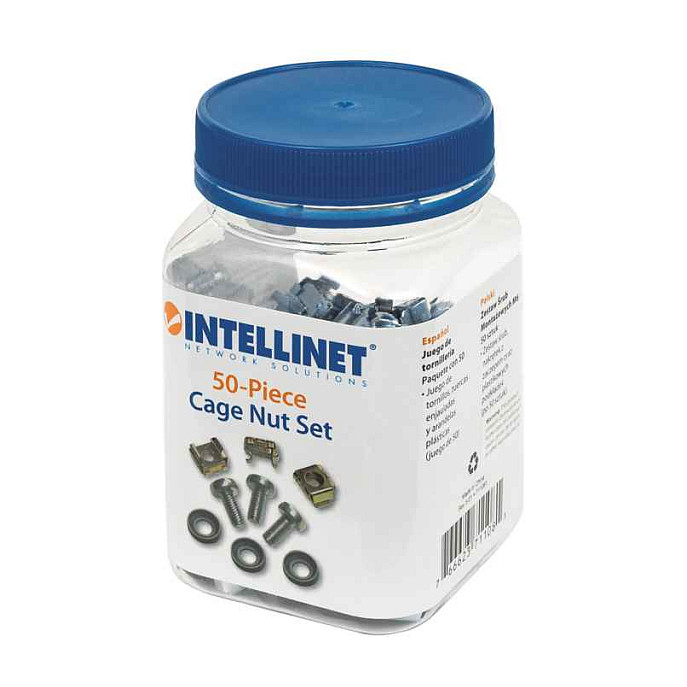 Set matica za kavez INTELLINET Cage Nut Set (50 komada), M6 matice, vijci i podloške, plastična posuda za pohranu-0