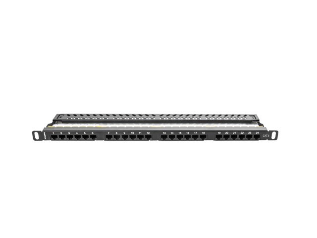 Patch panel LANBERG PPU6-0024-B 0.5U (24 porta, Cat6, metal, crna boja)-2