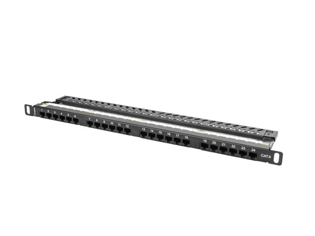 Patch panel LANBERG PPU6-0024-B 0.5U (24 porta, Cat6, metal, crna boja)-3