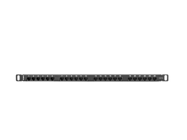 Patch panel LANBERG PPU6-0024-B 0.5U (24 porta, Cat6, metal, crna boja)-0