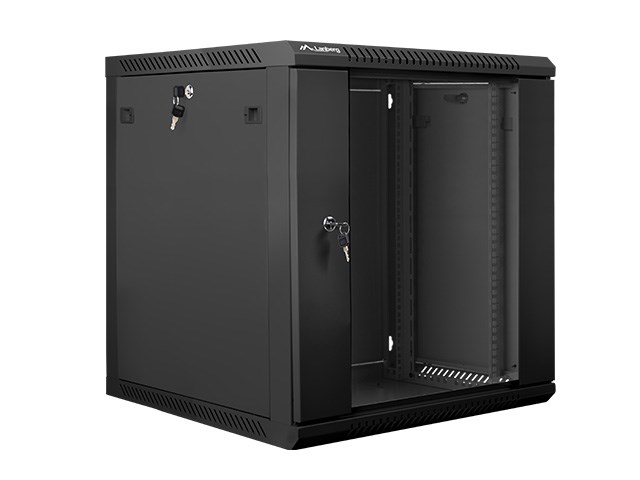 Ormar za ugradnju na zid Lanberg 19'' 12U 600x600mm crni (staklena vrata)-0